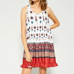 Hayden LA Ruffle Border Print Tank Dress NWT Large